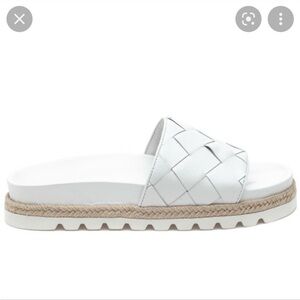 Jslides Rollie white woven leather slide sandals sz 9